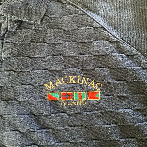 VTG Wek the World Men's Collared Sweatshirt Fits XL-2XL BLUE Mackinac Island - Picture 3 of 4